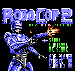 RoboCop 2 title screen for NES